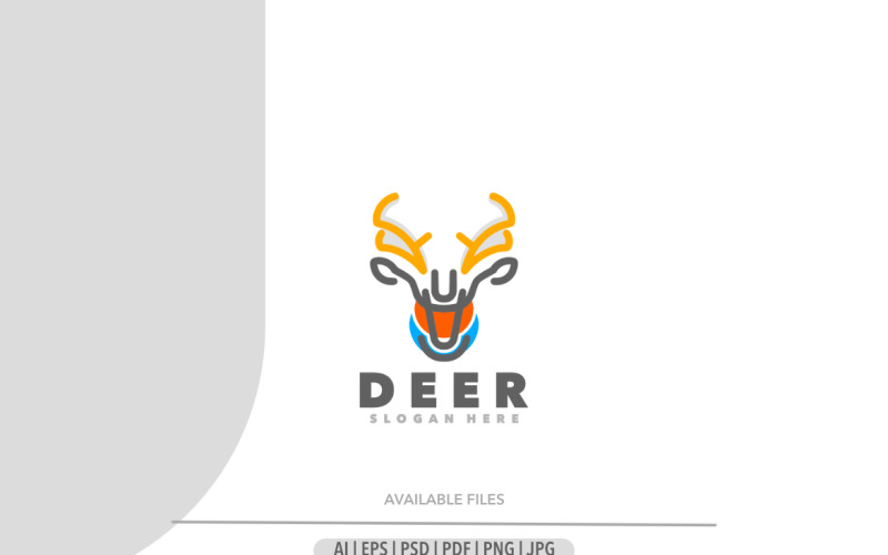 Deer Line Art simple logo Logo Template