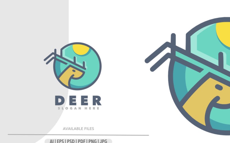 Deer simple circle mascot logo Logo Template
