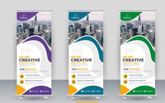 Vector corporate x banner pull up roll up banner standee template with creative shapes and idea