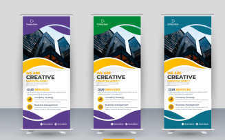 Vector corporate x banner pull up roll up banner standee template with shapes and idea