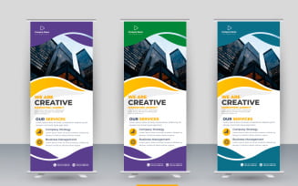 Vector corporate x banner pull up roll up banner standee template with shapes and idea