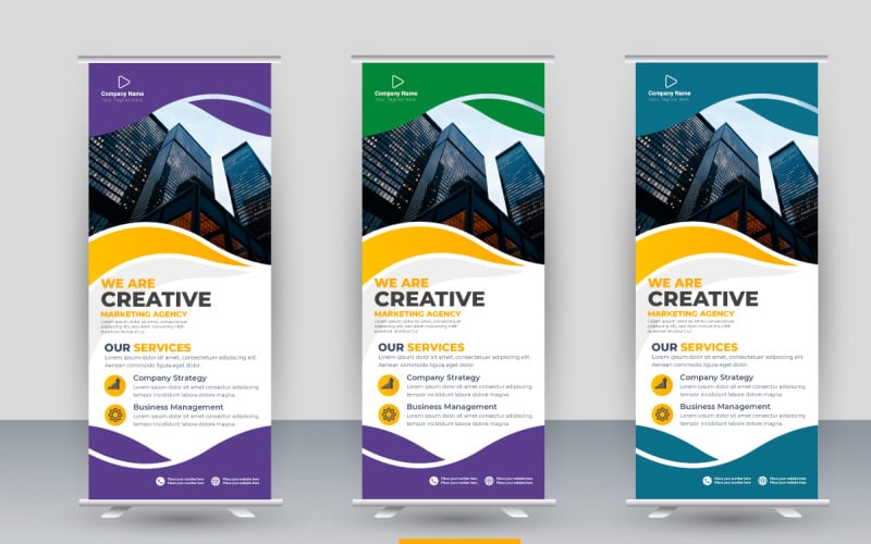 Vector corporate x banner pull up roll up banner standee template with shapes and idea Illustration