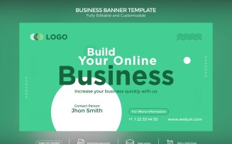 Build Your Online Business Banner A Green and White Color Design Template