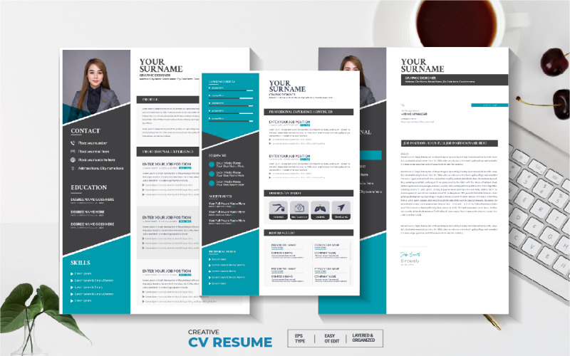 Creative And Professional CV Resume with cover letter Resume Template