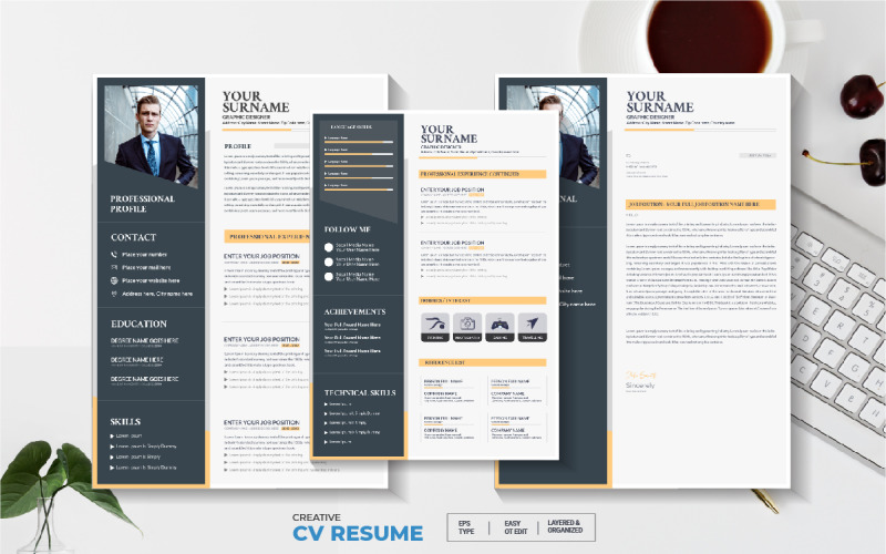 Creative Editable Resume Cv Template with Cover Letter Resume Template