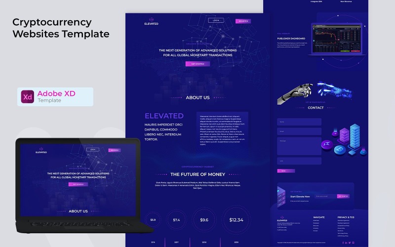 Cryptocurrency & Blockchain landing page UI Element