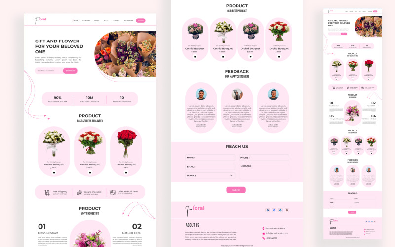 Flower Sale Web Landing Page design PSD Template