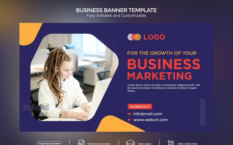 For the Growth of your business Business Marketing Banner Design Template yellow and blue themes Social Media