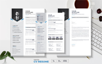 Professional 3 Pages Resume or Cv Template with cover letter
