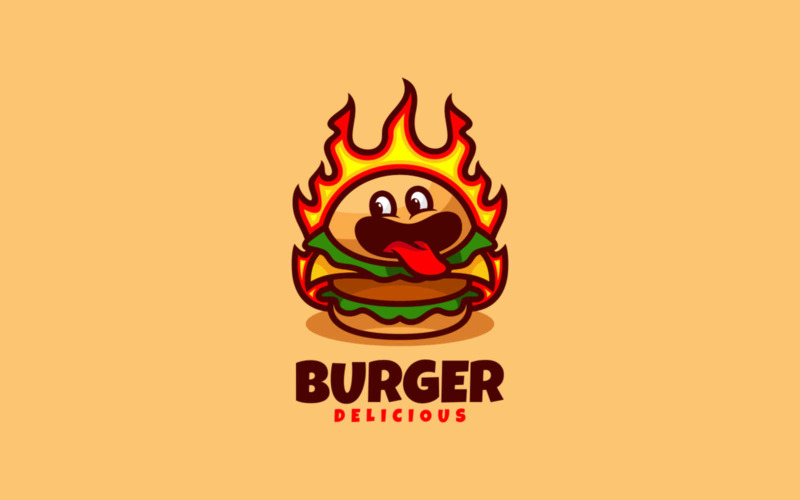Burger Mascot Cartoon Logo Logo Template