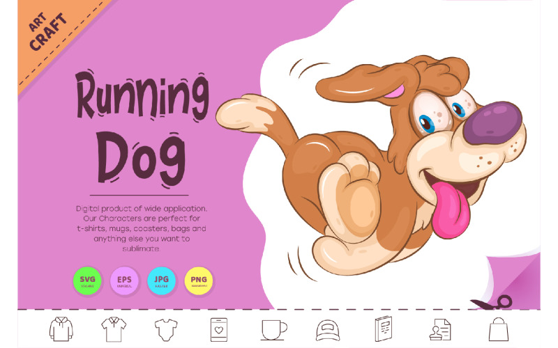 Cartoon Running Dog. Clipart. Vector Graphic