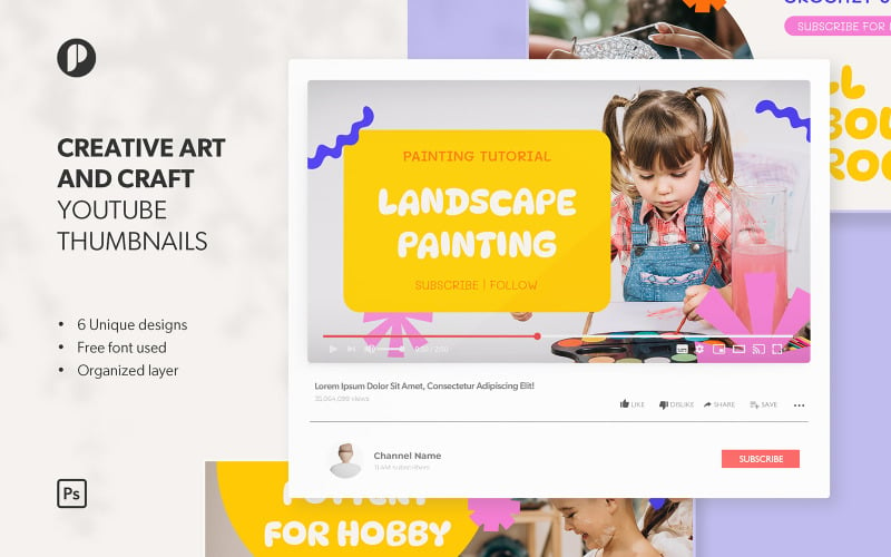 Colorful & Fun Creative Art & Craft Youtube Thumbnail Social Media