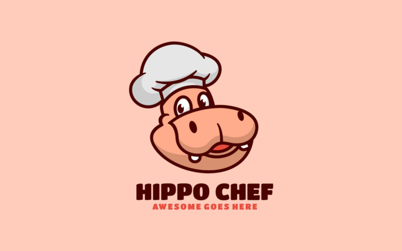 Hippo Chef Mascot Cartoon Logo Logo Template