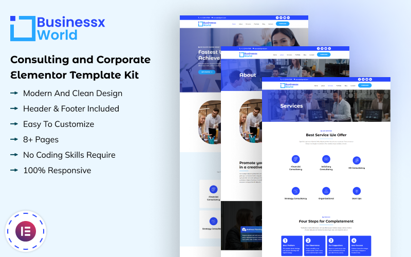 BusinessX World - Consulting and Corporate Elementor Template Kit Elementor Kit
