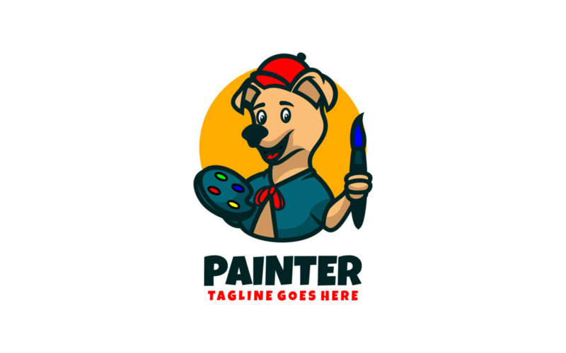 Painter Dog Mascot Cartoon Logo Logo Template