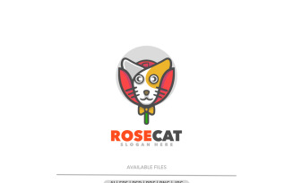 Rose cat simple logo template
