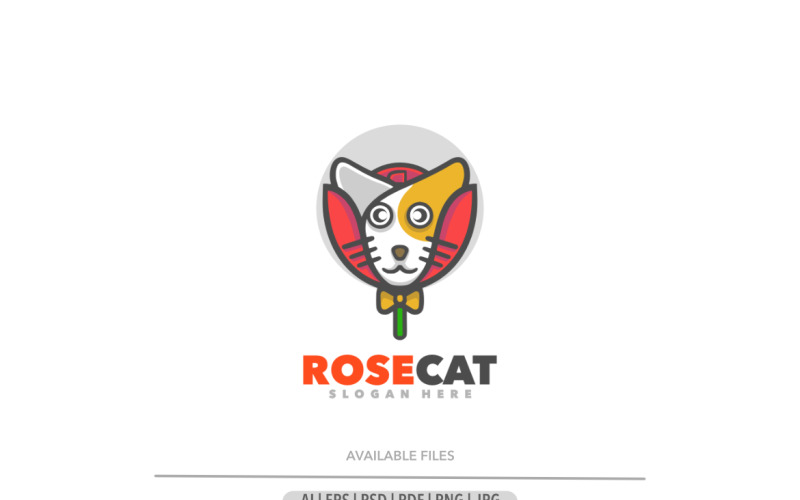 Rose cat simple logo template Logo Template