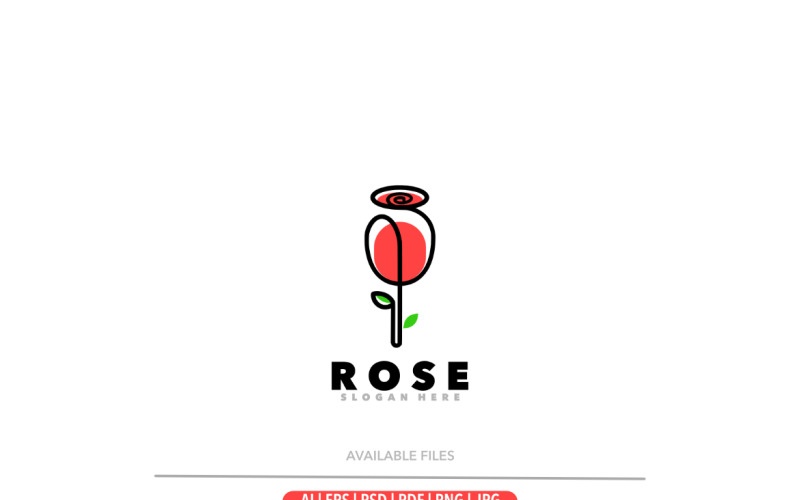 Rose line art logo design Logo Template
