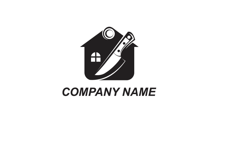 Simple Modern Minimalist Black knife House Logo Logo Template