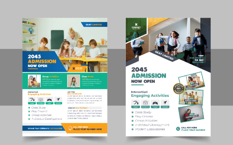 Modern School Admission Flyer Or Back To School Poster Template Design Corporate Identity