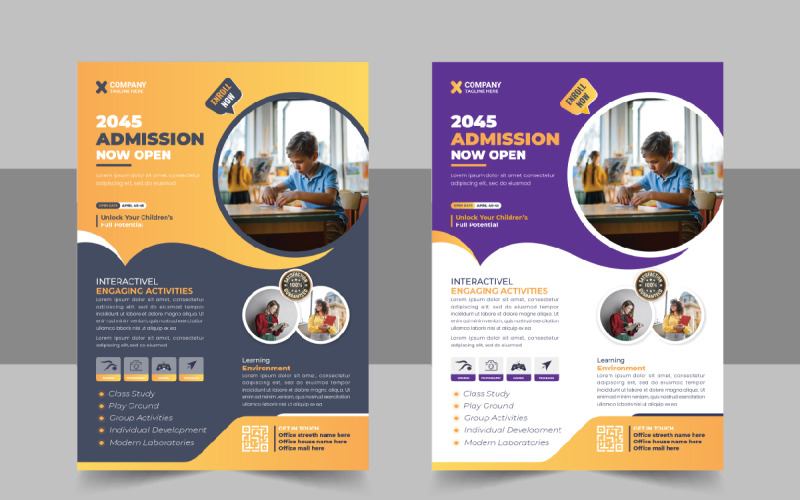 Modern School Admission Flyer Or Back To School Poster Template Layout Corporate Identity