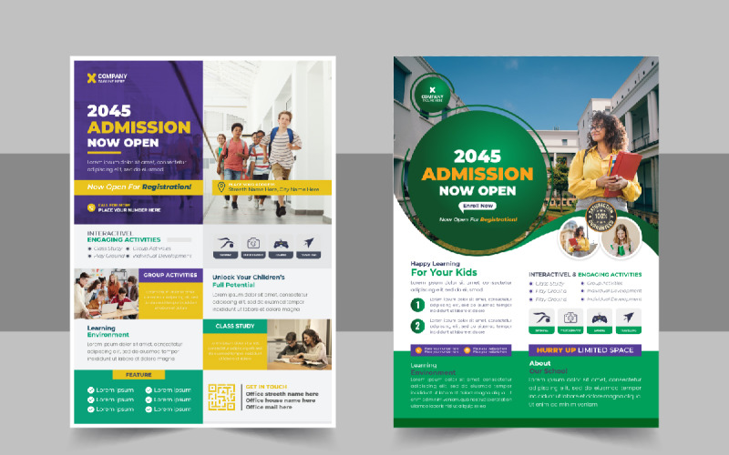 Modern School Admission Flyer Or Back To School Poster Template Corporate Identity