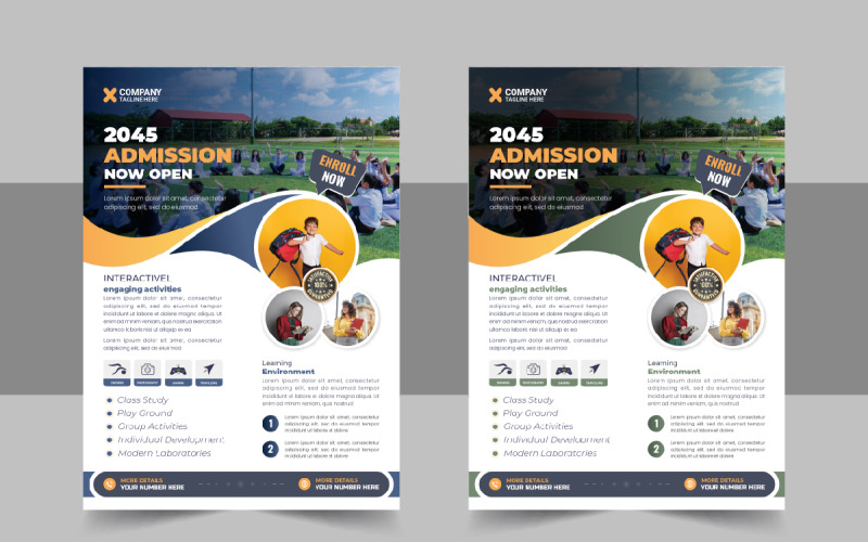School Admission Flyer Or Back To School Poster Template Layout Corporate Identity
