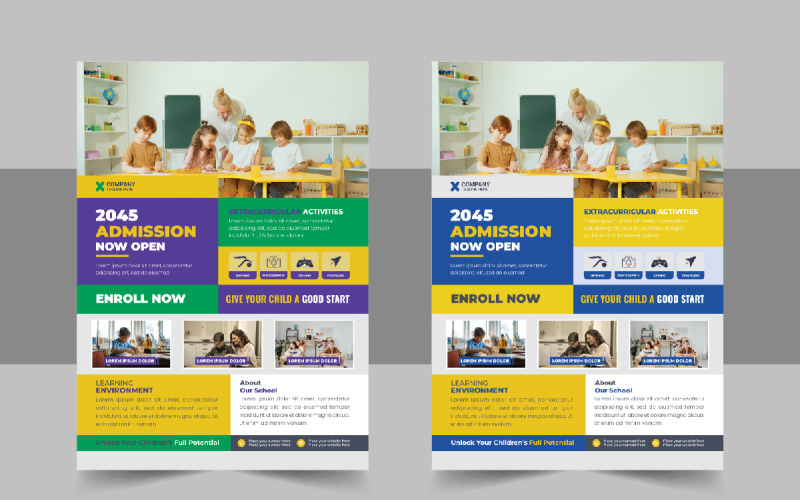 School Admission Flyer Or Back To School Poster Template Corporate Identity