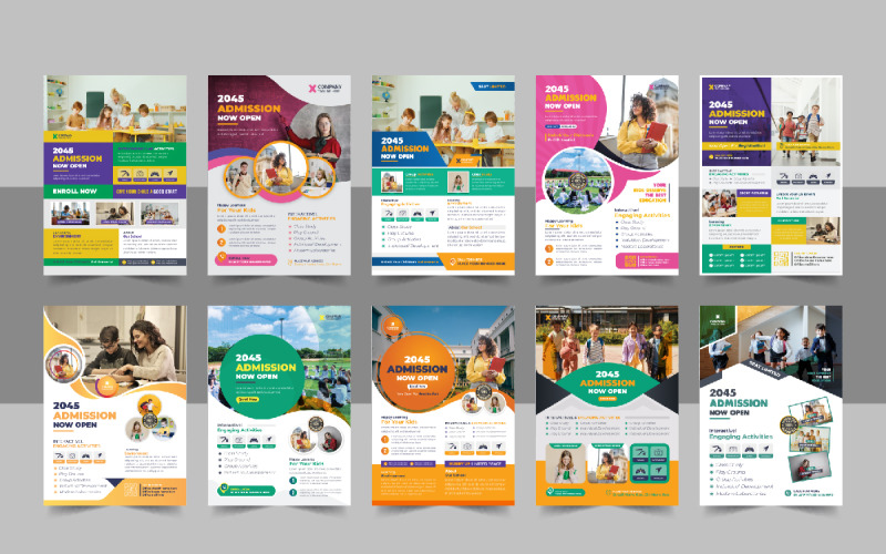 School Admission Flyer Poster Template or Back To School Poster Template bundle Corporate Identity