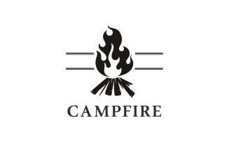 Flame torch campfire logo vector template design v3