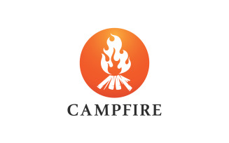 Flame torch campfire logo vector template design v5
