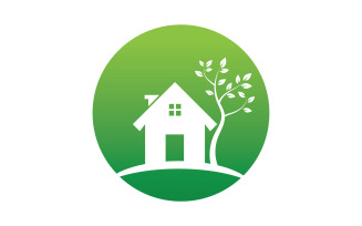 Green house leaf go green home logo vector v10