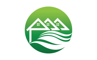 Green house leaf go green home logo vector v11