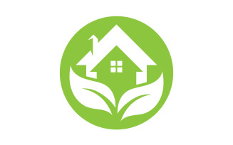 Green house leaf go green home logo vector v13