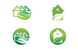 Green house leaf go green home logo vector v16
