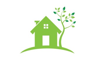Green house leaf go green home logo vector v4