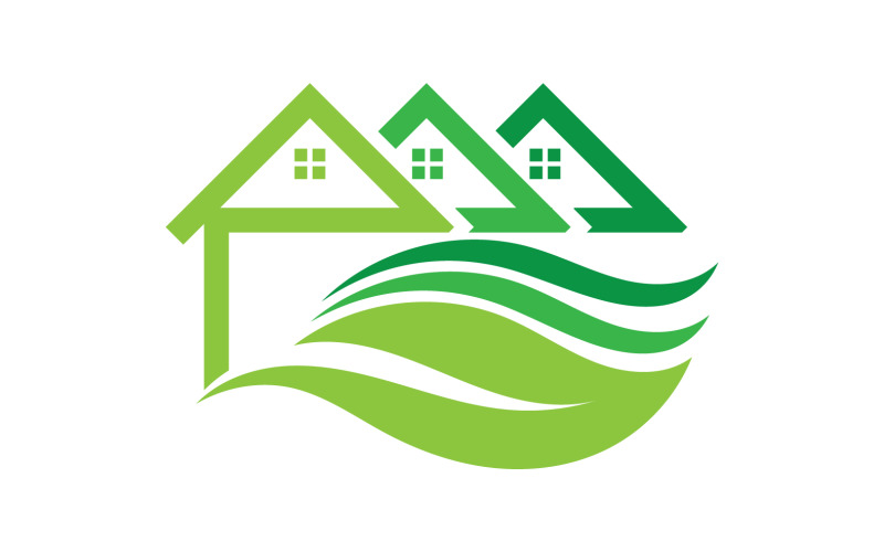 Green house leaf go green home logo vector v5 Logo Template