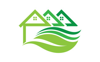 Green house leaf go green home logo vector v5