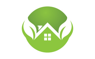 Green house leaf go green home logo vector v9
