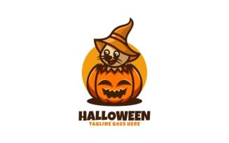Halloween Cat Cartoon Logo
