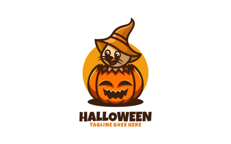 Halloween Cat Cartoon Logo Logo Template