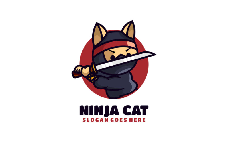 Ninja Cat Mascot Cartoon Logo Logo Template