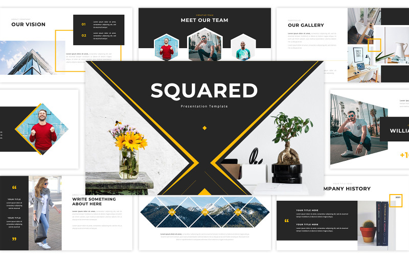Squared Creative PowerPoint PowerPoint Template