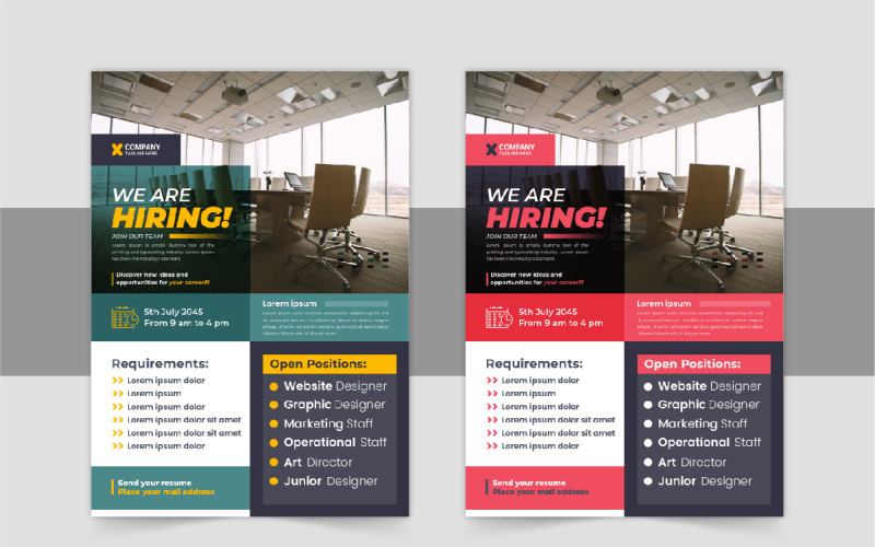 Corporate hiring flyer design or Job vacancy leaflet flyer template design layout Corporate Identity