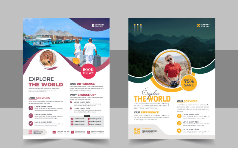 Corporate travel holiday flyer design or brochure cover page template for travel agency Corporate Identity