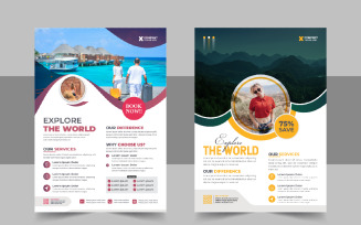 Corporate travel holiday flyer design or brochure cover page template for travel agency