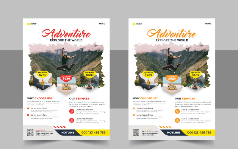 Modern travel holiday flyer design and brochure cover page template for travel agency Corporate Identity