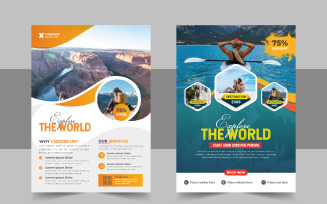 Modern travel holiday flyer design or brochure cover page template