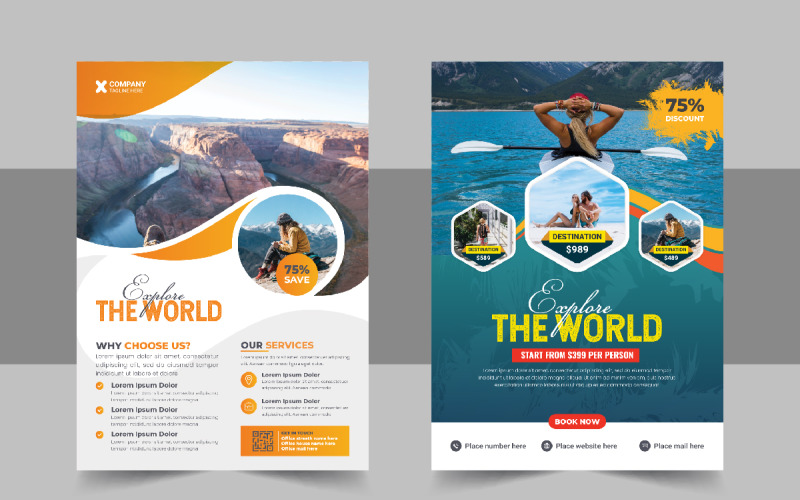 Modern travel holiday flyer design or brochure cover page template Corporate Identity