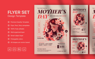 Mother's Day Flyer Set Design Template